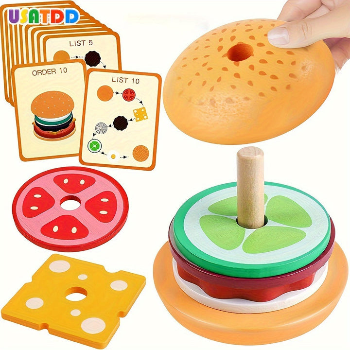 Montessori Stacking Toy - Burger Builders-Nora Luxe