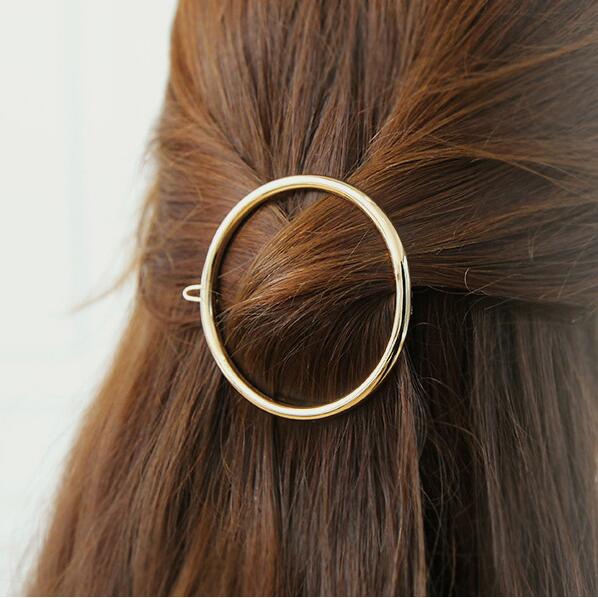Moon Hair Clip | Stylish Round Moon Hairpin for Women-Gold Round-Nora Luxe