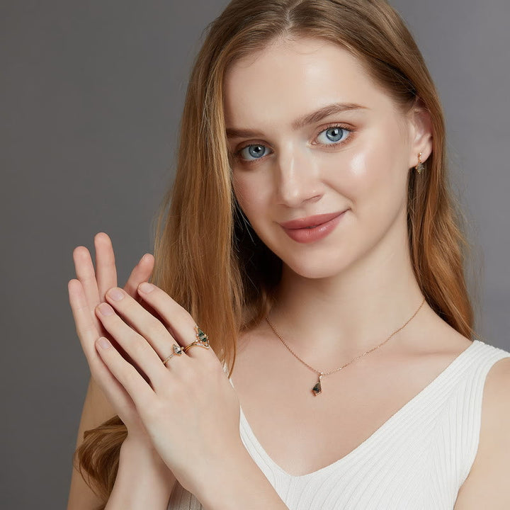 Moss Agate and White Zircon Jewellery Set - Lana-Necklace-Nora Luxe