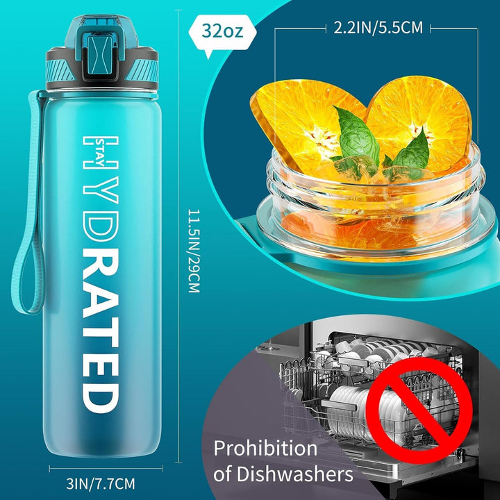 Motivational Leak-proof Bottle with Straw - Sports Bottle-800 ml-Blue Purple-Nora Luxe