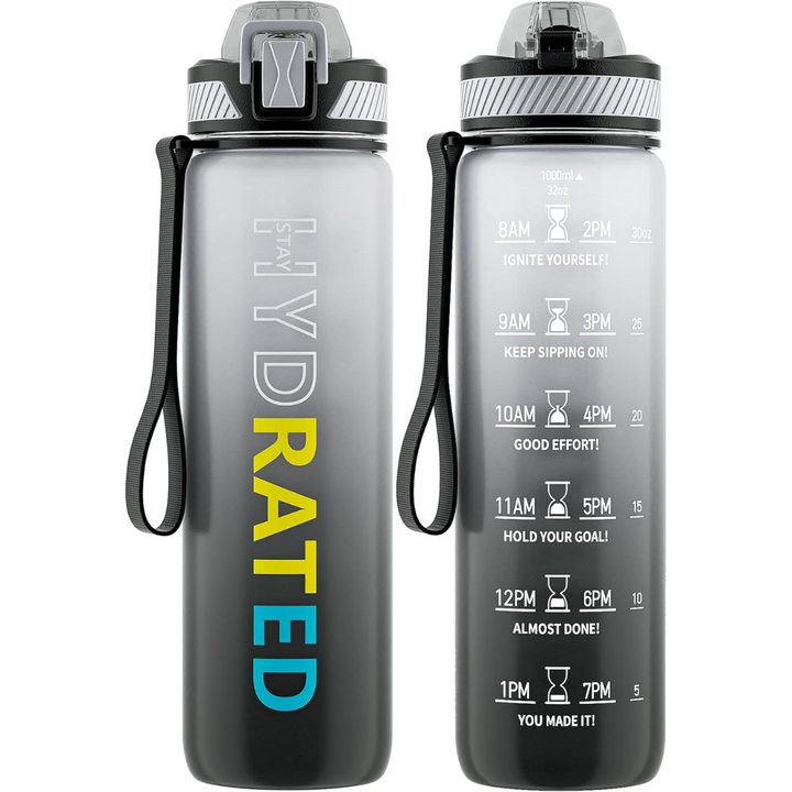 Motivational Leak-proof Bottle with Straw - Sports Bottle-800 ml-Gray Gradient-Nora Luxe
