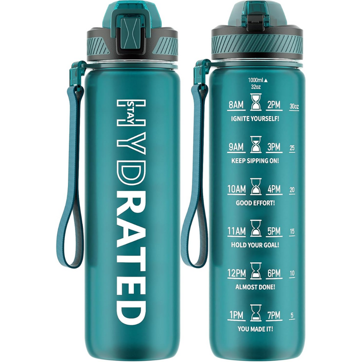 Motivational Leak-proof Bottle with Straw - Sports Bottle-800 ml-More Green-Nora Luxe
