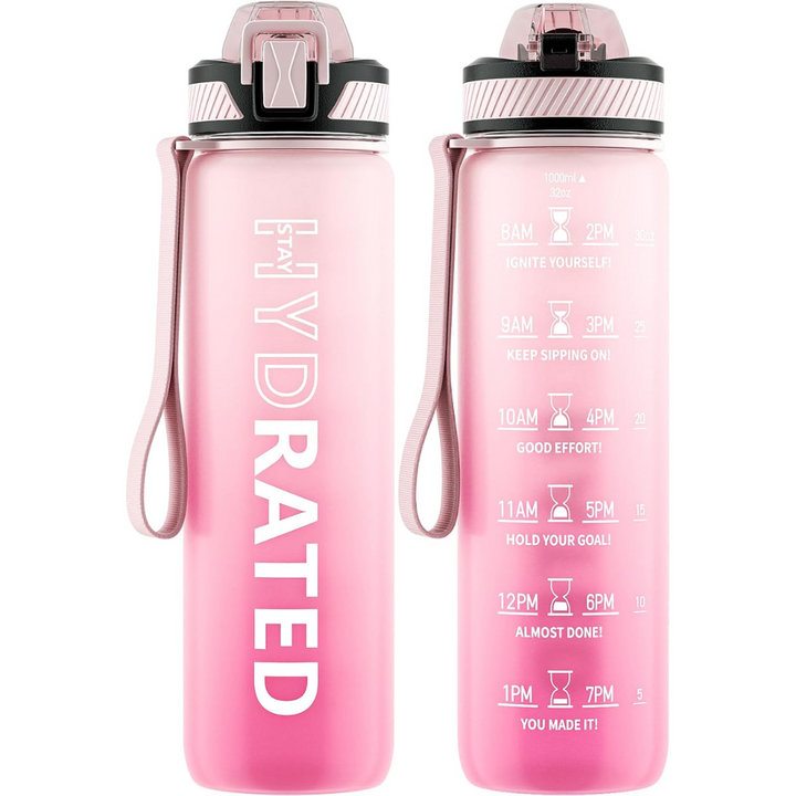 Motivational Leak-proof Bottle with Straw - Sports Bottle-800 ml-Pink Gradient-Nora Luxe