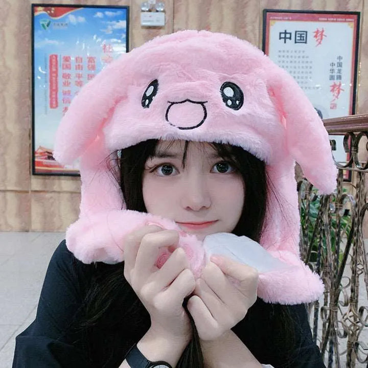 Movable Ears Hat - Hop-Ears-Pink Rabbit-Nora Luxe