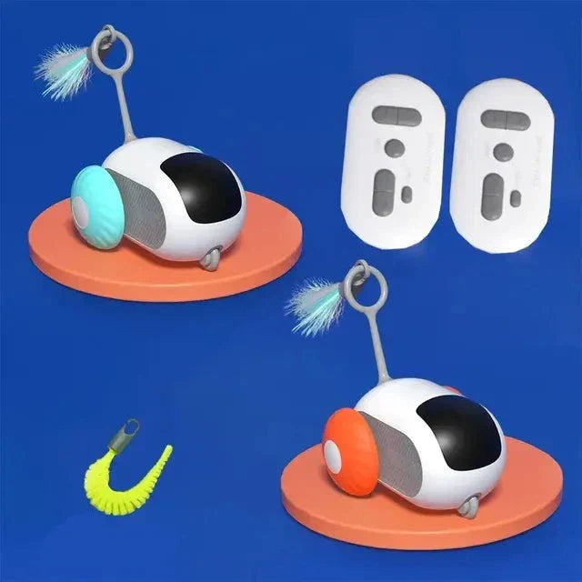 Moving Cat Toy - KittyChase-Orange and Blue-Nora Luxe
