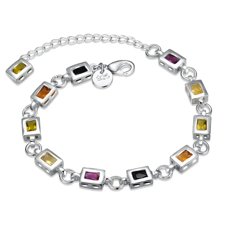 Multicolour Zircon Silver Bracelet | Elegant Women's Jewellery-Nora Luxe