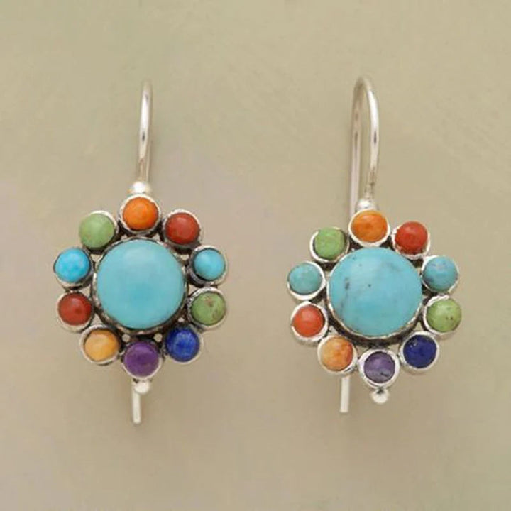 Multicoloured Round Turquoise Earrings - Naida-Nora Luxe