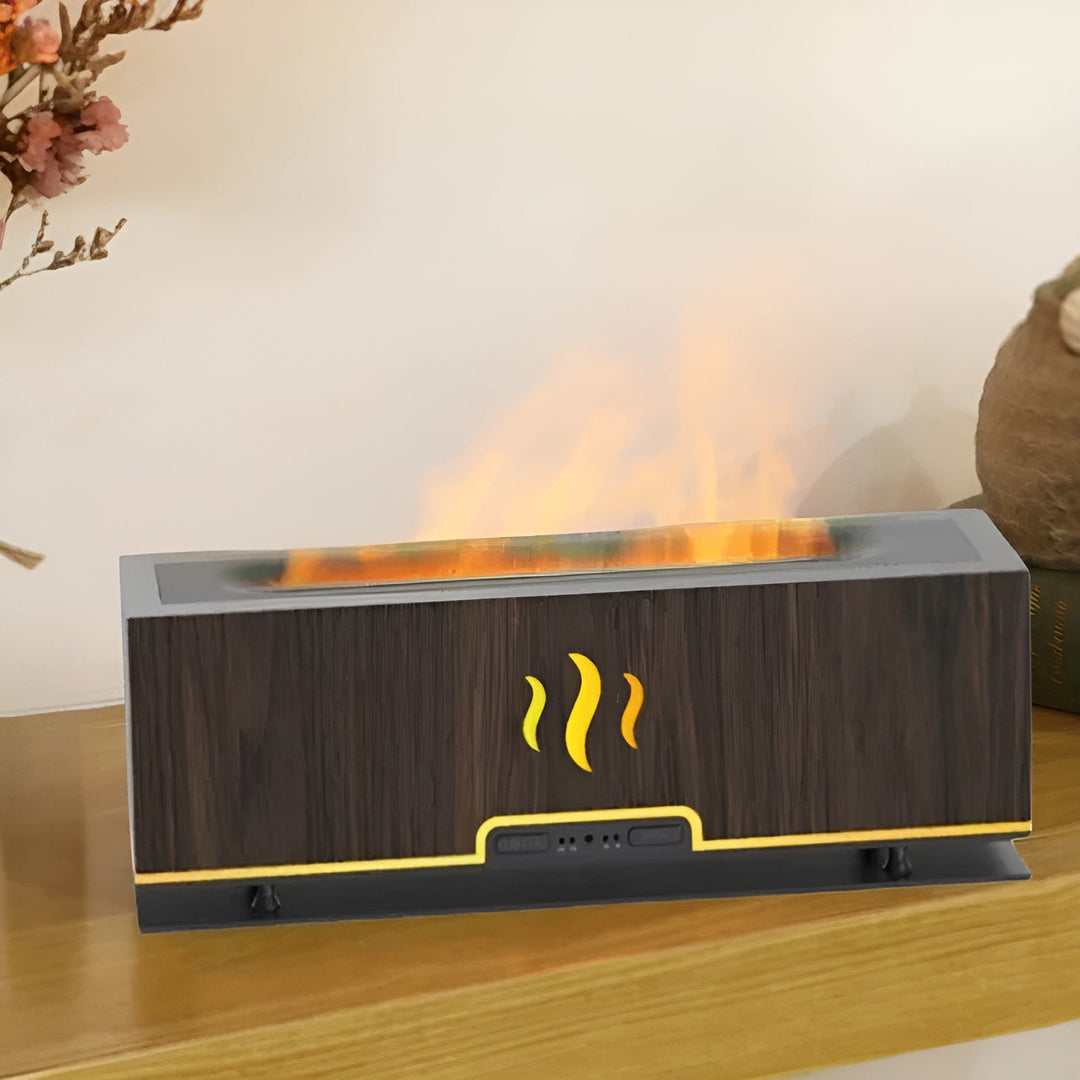 Multifunctional Aroma Humidifier - GlowFlame-Dark wood grain 2-Nora Luxe