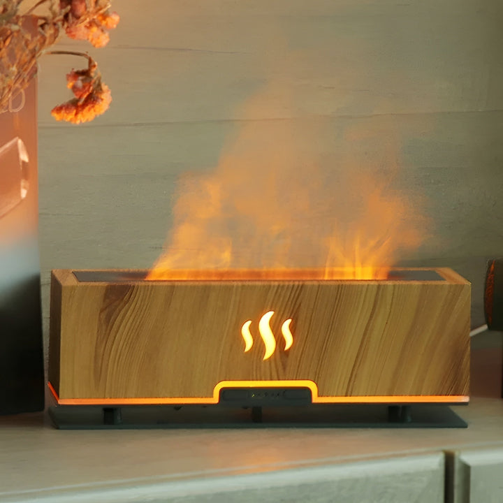 Multifunctional Aroma Humidifier - GlowFlame-Light wood grain-Nora Luxe
