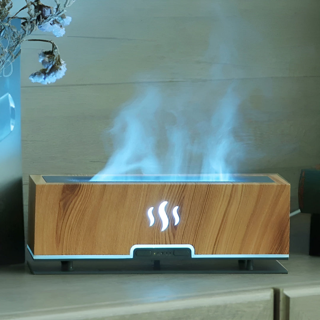 Multifunctional Aroma Humidifier - GlowFlame-Light wood grain-Nora Luxe