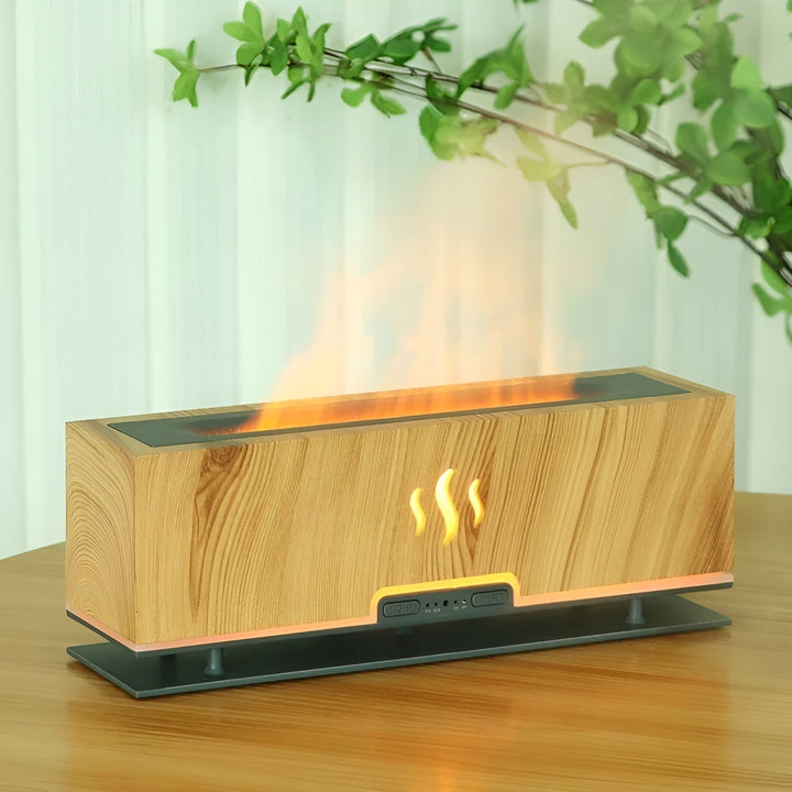 Multifunctional Aroma Humidifier - GlowFlame-Light wood grain-Nora Luxe