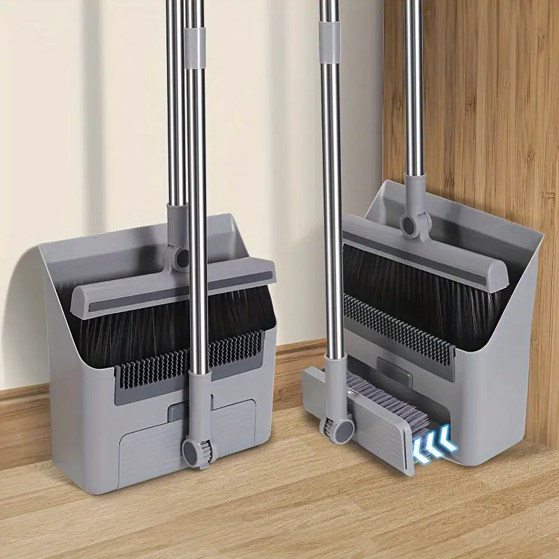 Multifunctional Broom and Dustpan Set - SweepMaster-Gray-1 Broom + 1 Dustpan + 1 Floor Brush-Nora Luxe