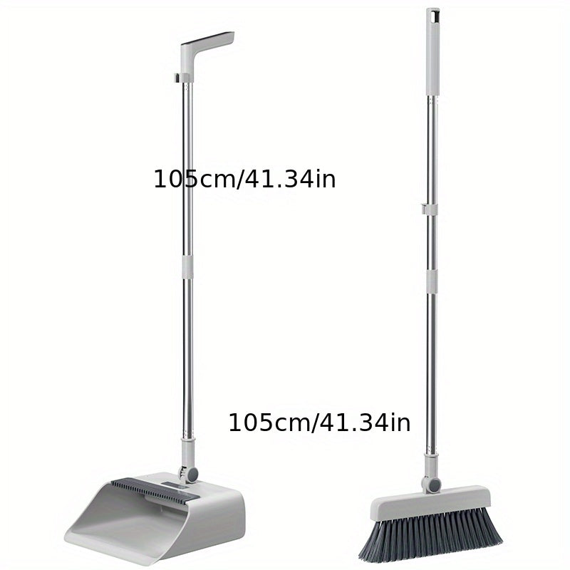 Multifunctional Broom and Dustpan Set - SweepMaster-White-1 Broom + 1 Dustpan + 1 Floor Brush-Nora Luxe