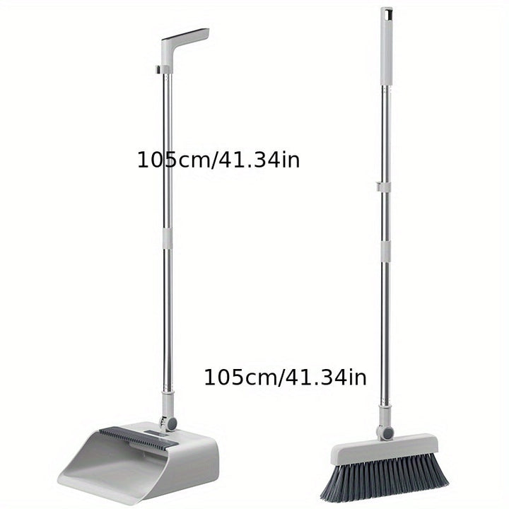 Multifunctional Broom and Dustpan Set - SweepMaster-White-1 Broom + 1 Dustpan + 1 Floor Brush-Nora Luxe