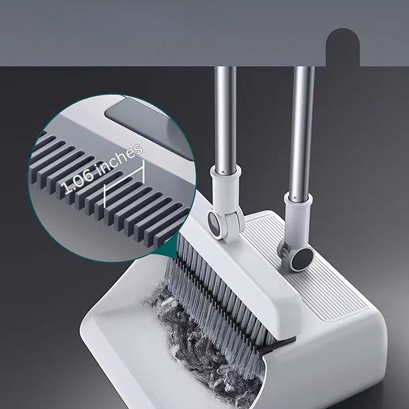 Multifunctional Broom and Dustpan Set - SweepMaster-White-1 Broom + 1 Dustpan + 1 Floor Brush-Nora Luxe