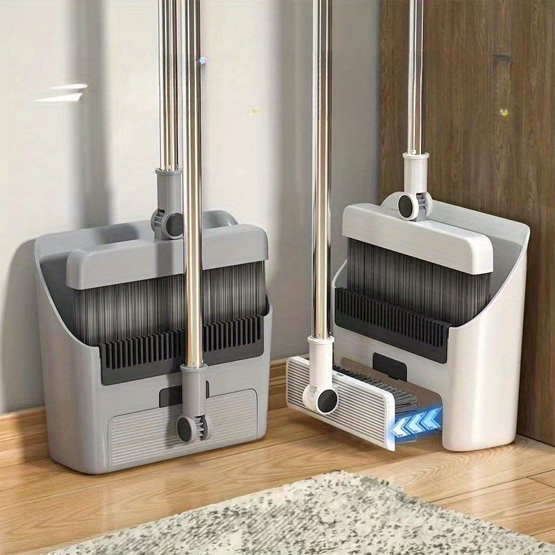 Multifunctional Broom and Dustpan Set - SweepMaster-White-1 Broom + 1 Dustpan + 1 Floor Brush-Nora Luxe