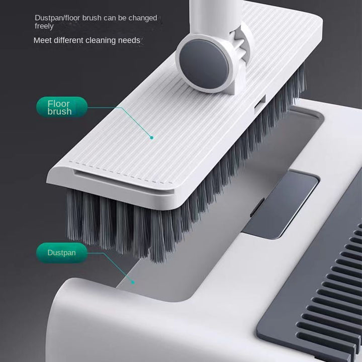 Multifunctional Broom and Dustpan Set - SweepMaster-White-1 Broom + 1 Dustpan + 1 Floor Brush-Nora Luxe