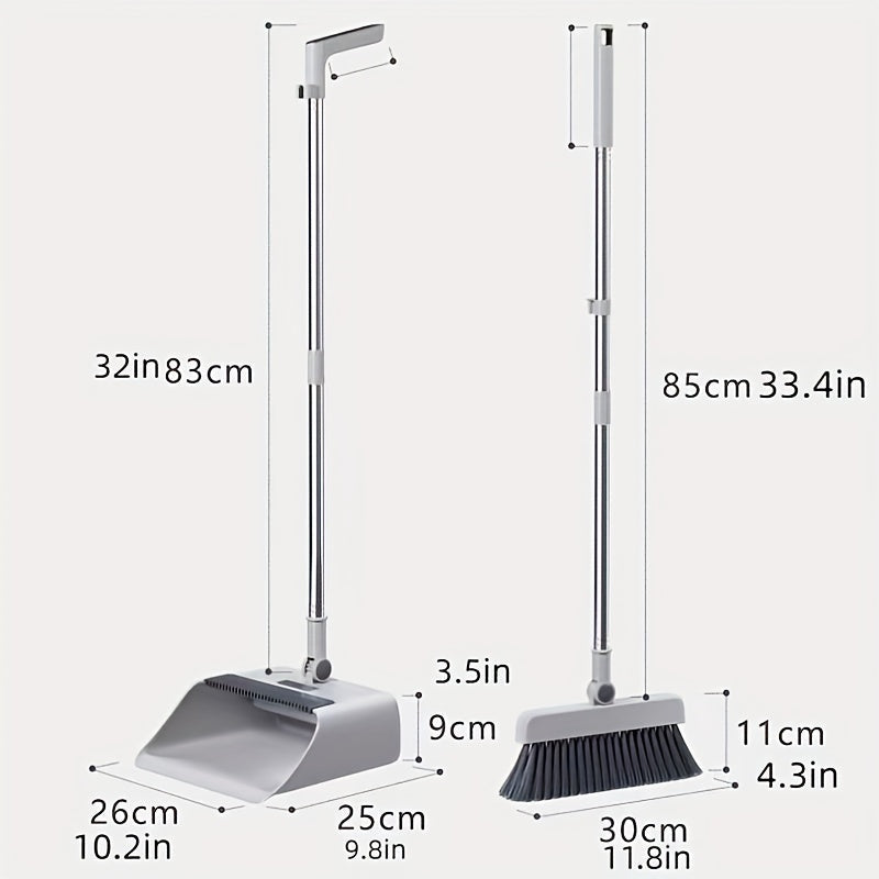 Multifunctional Broom and Dustpan Set - SweepMaster-White-1 Broom + 1 Dustpan + 1 Floor Brush-Nora Luxe
