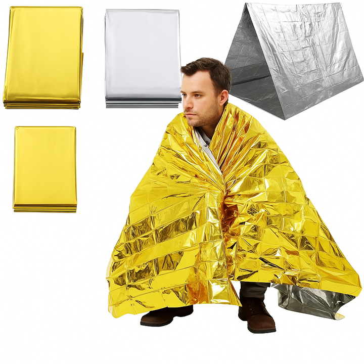 Multifunctional Emergency Blanket and Insulation Blanket - ThermaShield Poncho-Silver A-Nora Luxe