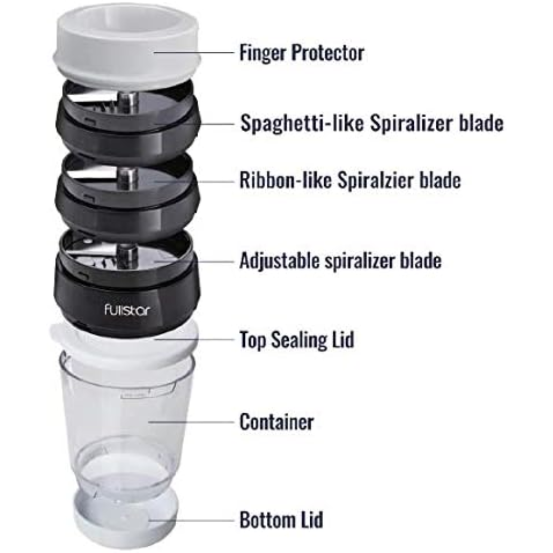 Multifunctional Vegetable Spiral Slicer with Stainless Steel Blade-4 in 1-Nora Luxe