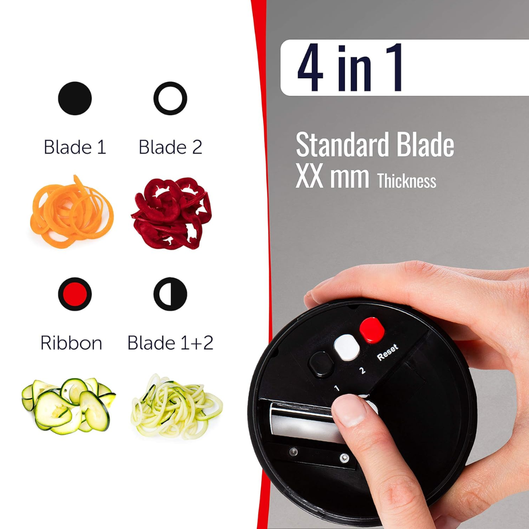Multifunctional Vegetable Spiral Slicer with Stainless Steel Blade-4 in 1-Nora Luxe