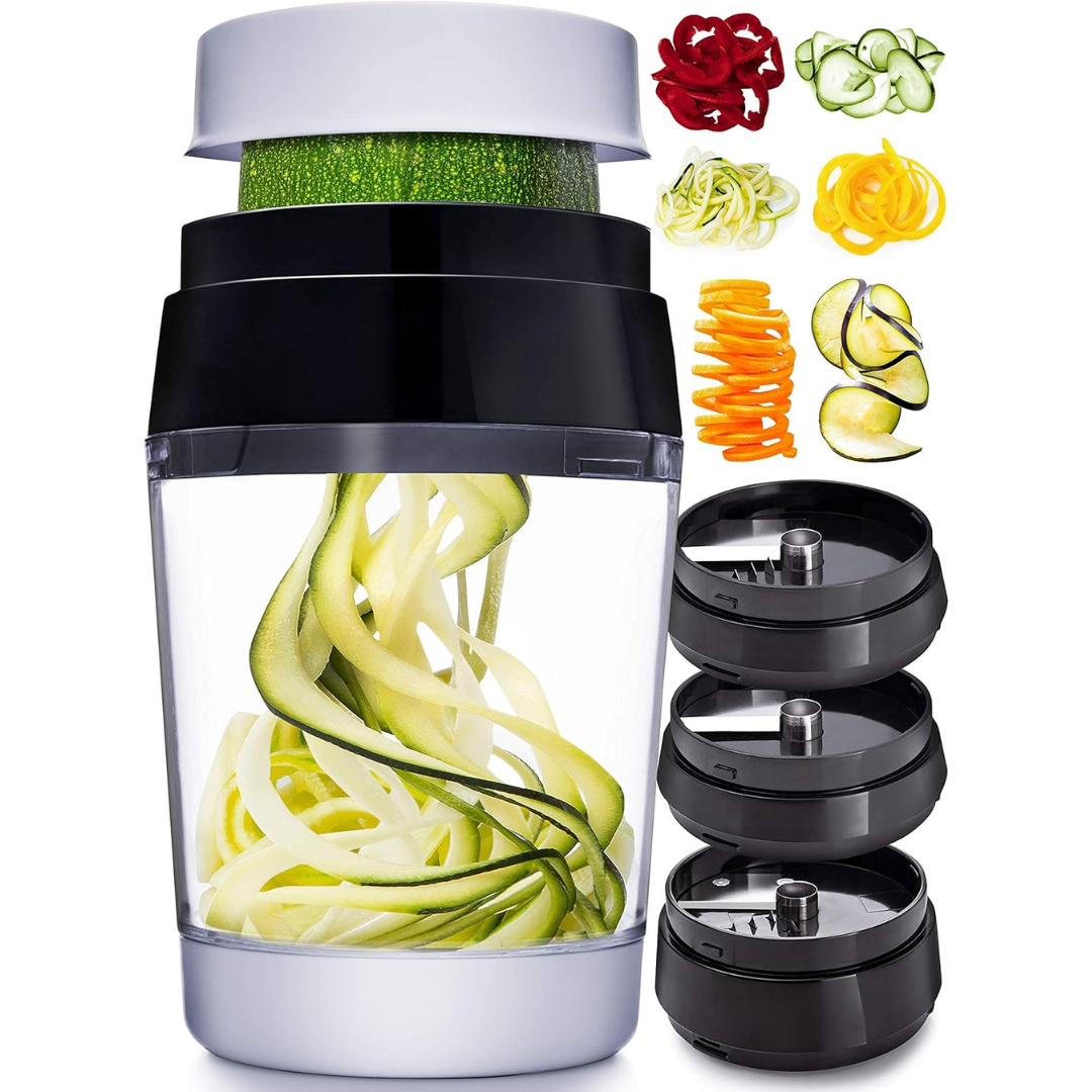 Multifunctional Vegetable Spiral Slicer with Stainless Steel Blade-6 in 1-Nora Luxe