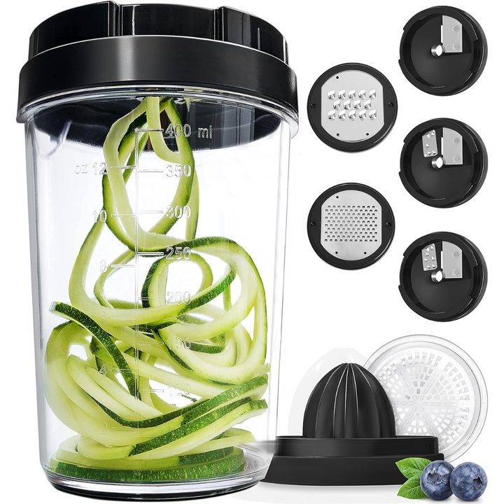 Multifunctional Vegetable Spiral Slicer with Stainless Steel Blade-8 in 1-Nora Luxe