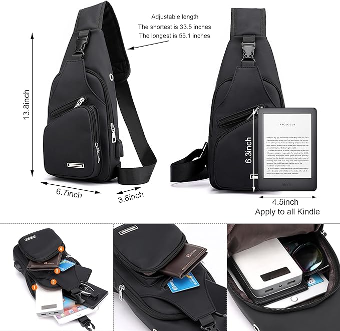 Multifunctional Waterproof Sling Bag - WaveSling-Black-Nora Luxe
