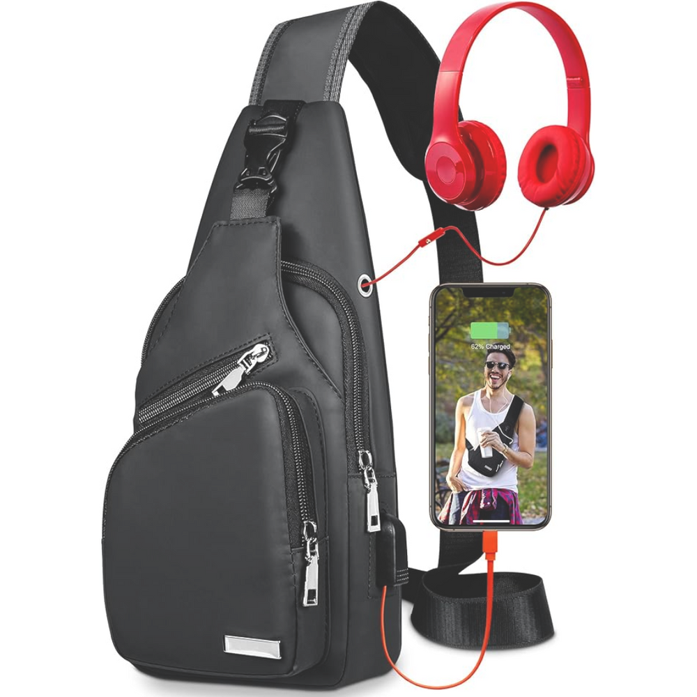 Multifunctional Waterproof Sling Bag - WaveSling-Black-Nora Luxe