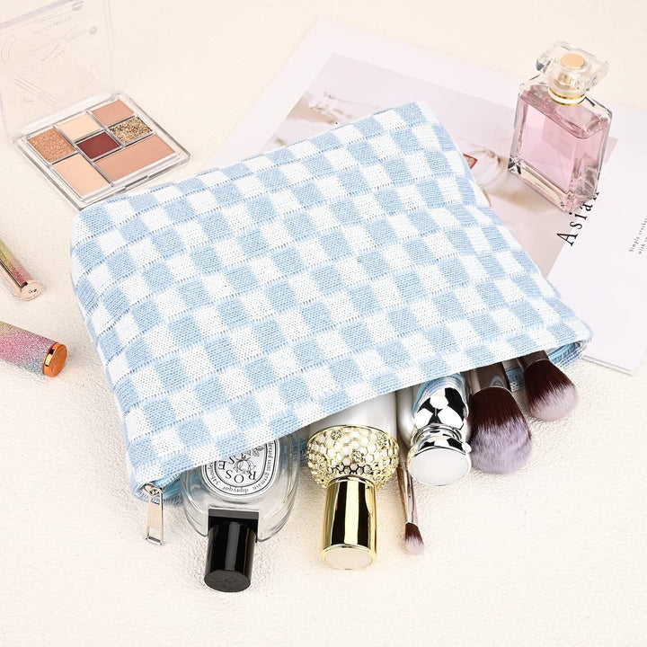 Must-Have Checked Make-up Bag Set-Red-Nora Luxe
