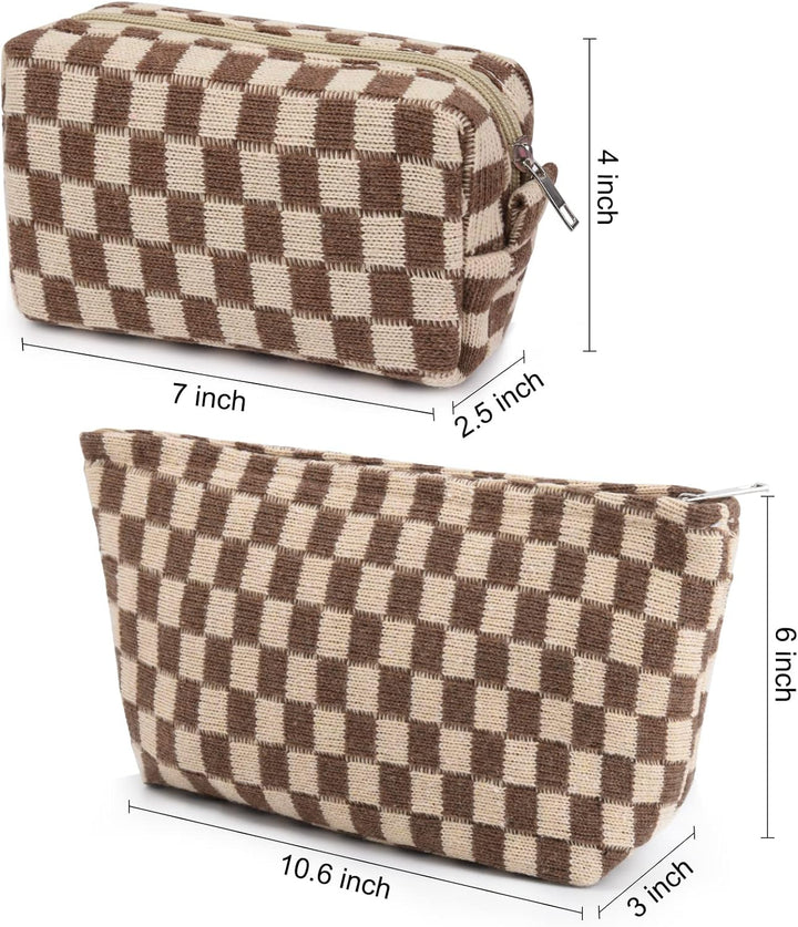 Must-Have Checked Make-up Bag Set-Red-Nora Luxe