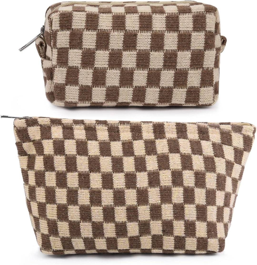 Must-Have Checked Make-up Bag Set-Red-Nora Luxe