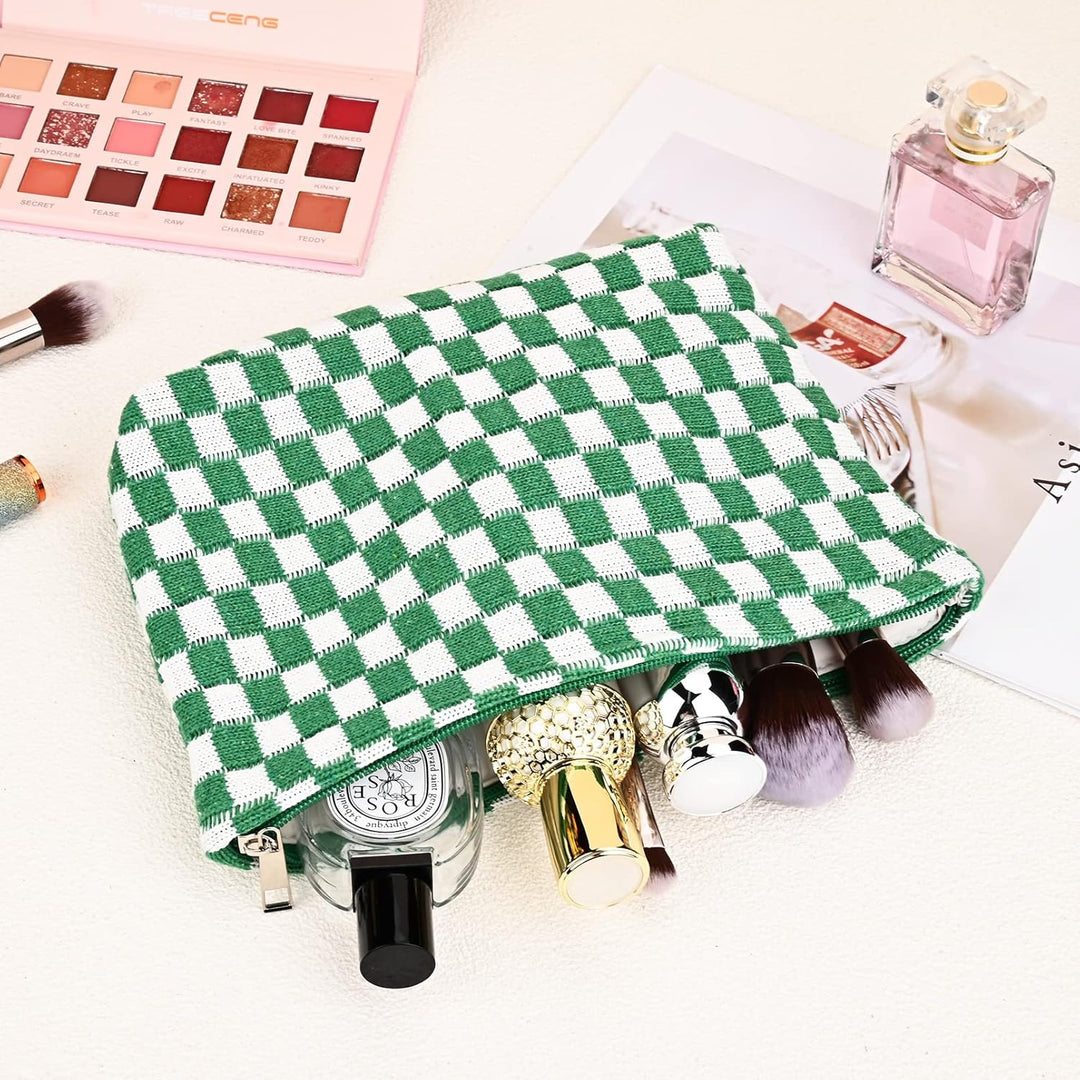 Must-Have Checked Make-up Bag Set-Red-Nora Luxe