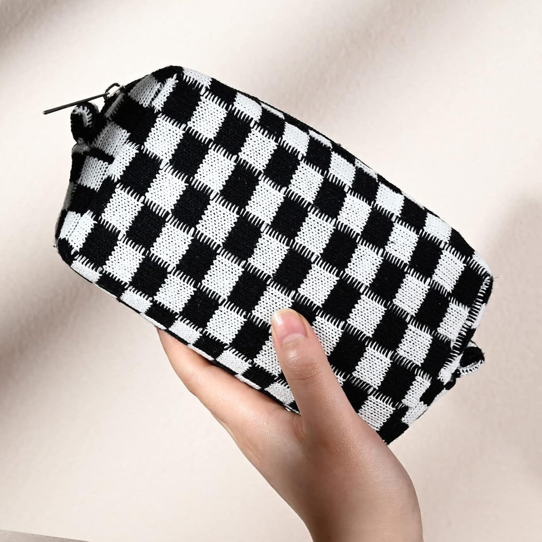 Must-Have Checked Make-up Bag Set-Red-Nora Luxe