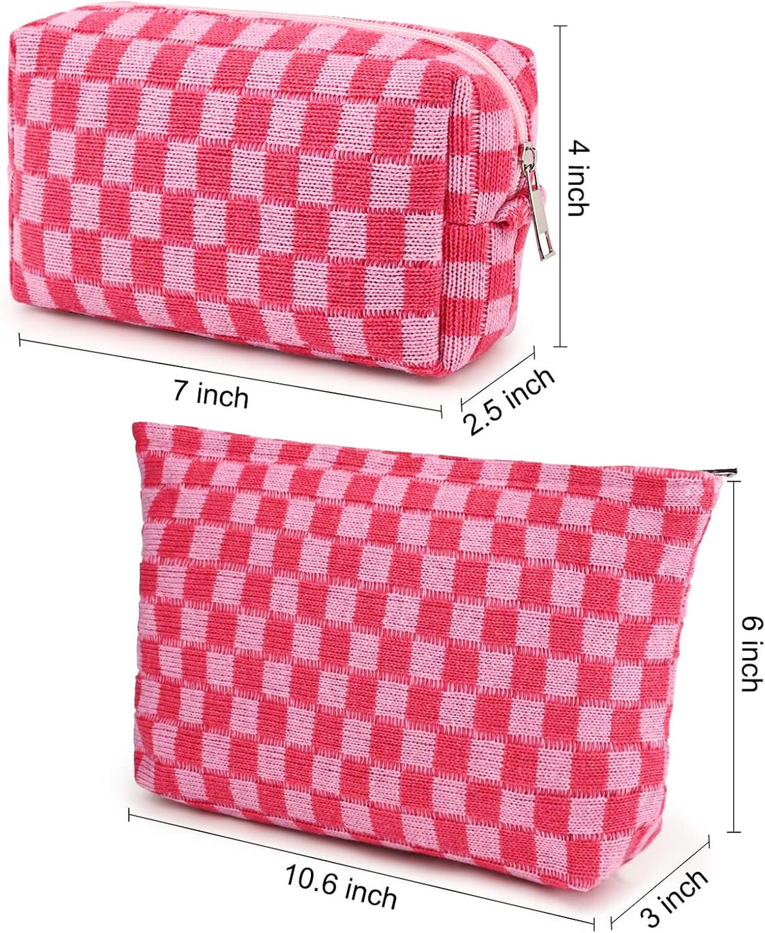Must-Have Checked Make-up Bag Set-Red-Nora Luxe