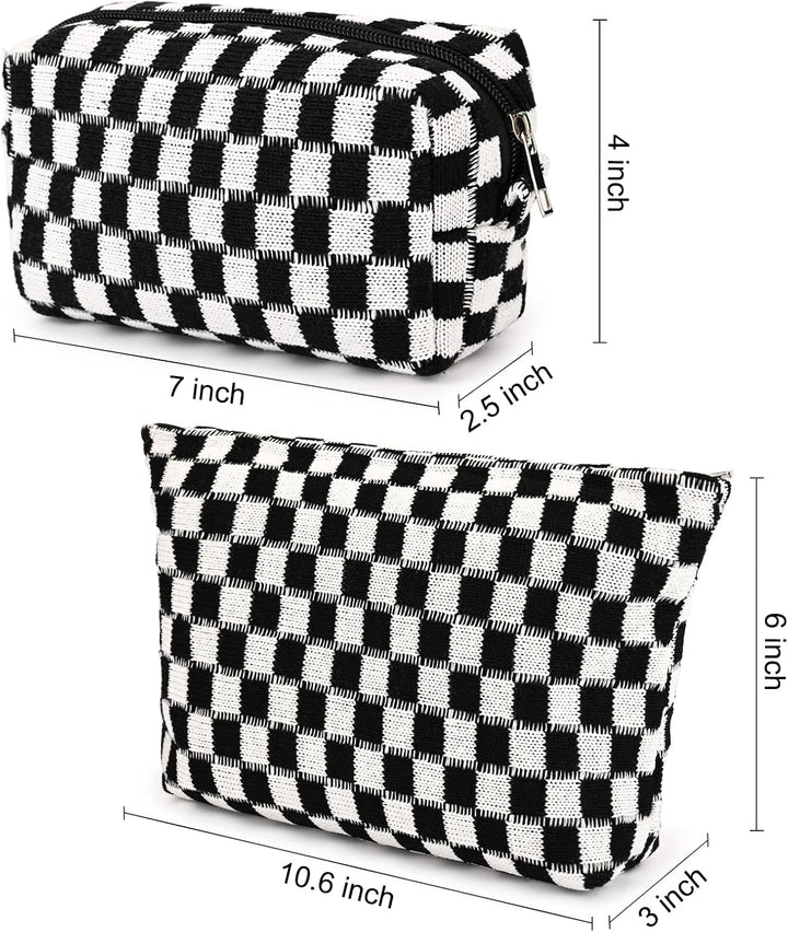 Must-Have Checked Make-up Bag Set-Red-Nora Luxe