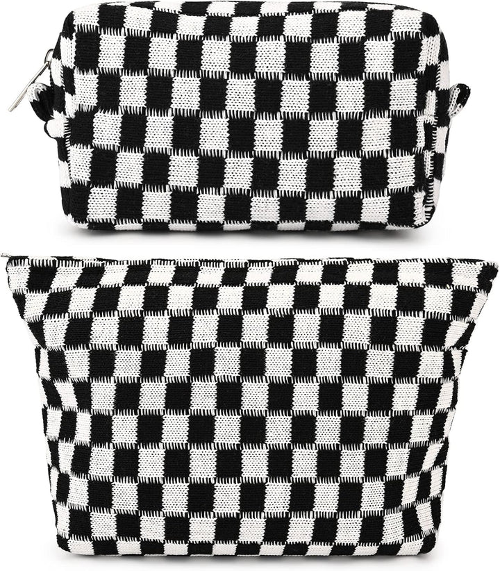 Must-Have Checked Make-up Bag Set-Red-Nora Luxe