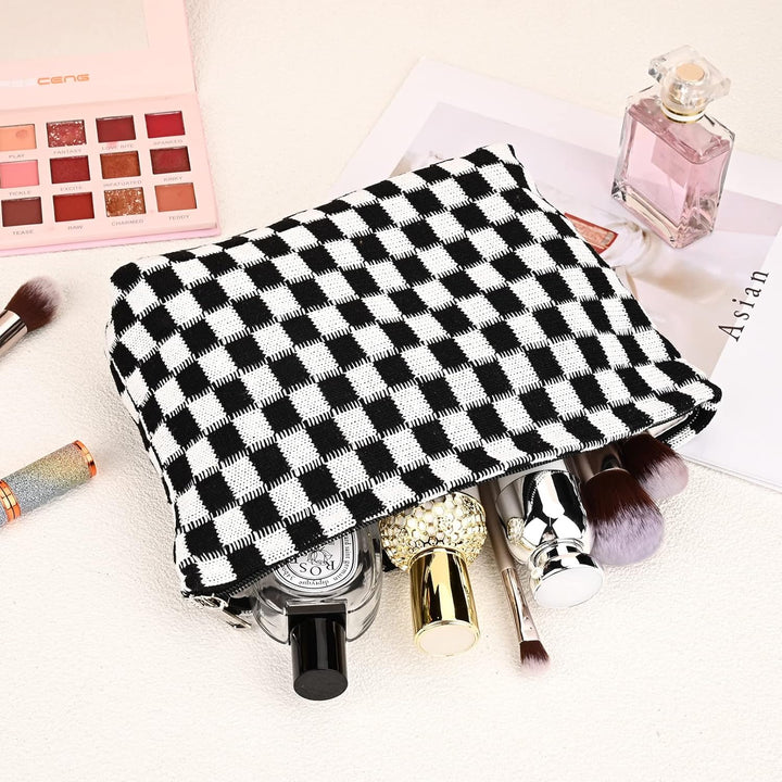 Must-Have Checked Make-up Bag Set-Red-Nora Luxe