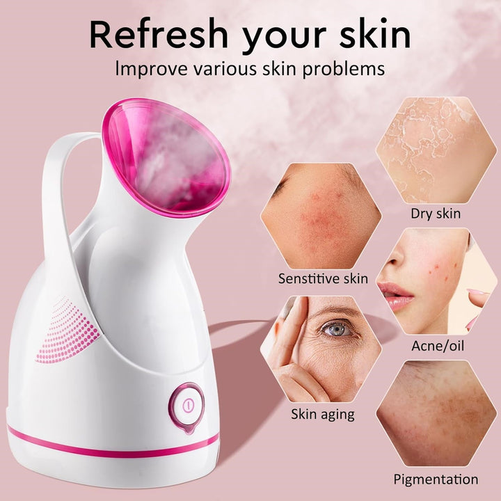 Nano Ionic Facial Steamer – Deep Cleanse & Hydrate Your Skin!-Pink-Nora Luxe