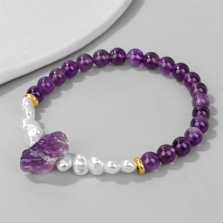 Natural Crystal Beads Bracelet - Eline-Amethyst-Nora Luxe