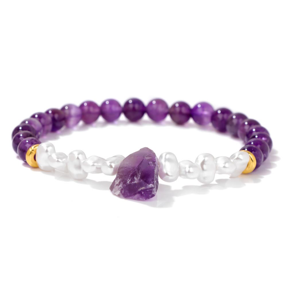Natural Crystal Beads Bracelet - Eline-Amethyst-Nora Luxe