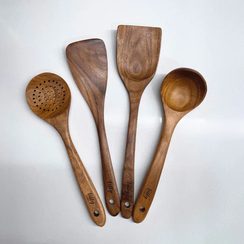 Natural Wooden Kitchen Set - RustiCook-Set of 4 pieces-Nora Luxe