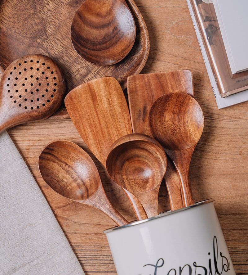 Natural Wooden Kitchen Set - RustiCook-Set of 4 pieces-Nora Luxe