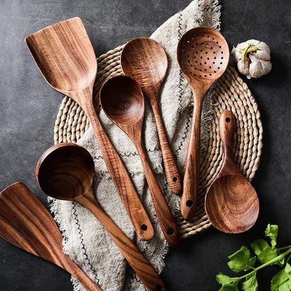 Natural Wooden Kitchen Set - RustiCook-Set of 4 pieces-Nora Luxe