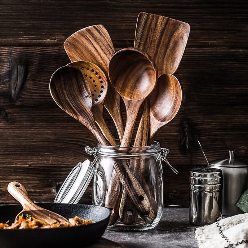 Natural Wooden Kitchen Set - RustiCook-Set of 4 pieces-Nora Luxe