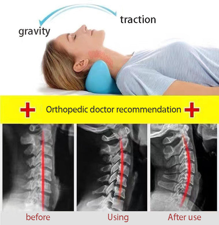NECK AND SHOULDER STRETCHER - CERVICAL TRACTION MASSAGE CUSHION FOR SPINAL ALIGNMENT-Blue-Nora Luxe