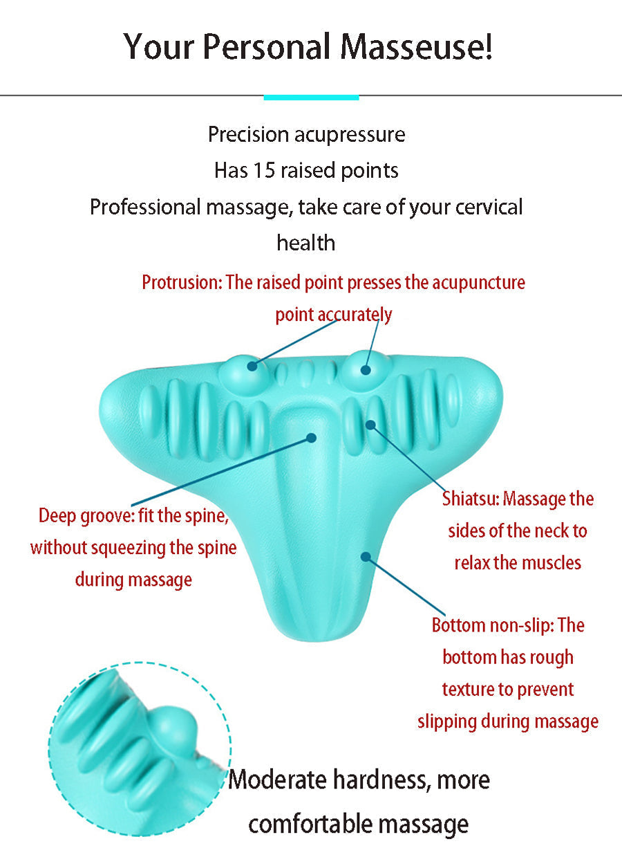 NECK AND SHOULDER STRETCHER - CERVICAL TRACTION MASSAGE CUSHION FOR SPINAL ALIGNMENT-Blue-Nora Luxe
