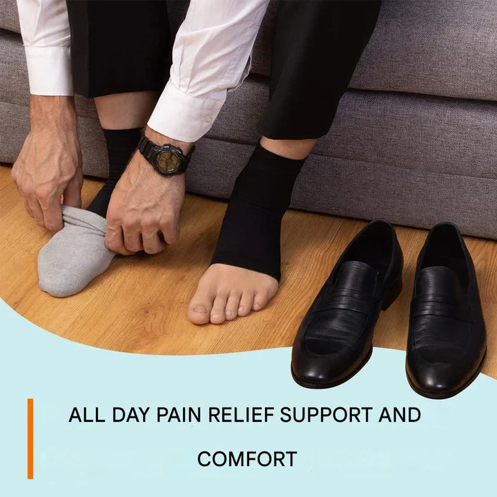 Neuropathy Relief Ankle Socks | Neuropathy Compression Design-M-Black-Orange-Nora Luxe