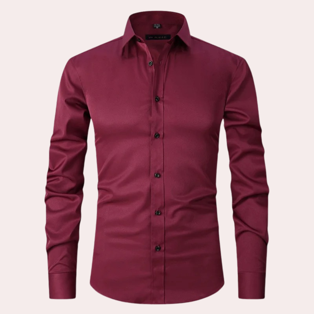 Non-iron Stretch Shirt - Milan-Bordeaux red-S-The Livary