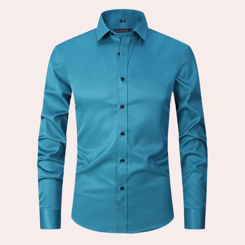 Non-iron Stretch Shirt - Milan-Turquoise-S-The Livary